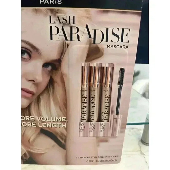 L'oreal Paris Voluminous Lash Paradise 3 Pack Mascara Blackest Black - Picture 2 of 5